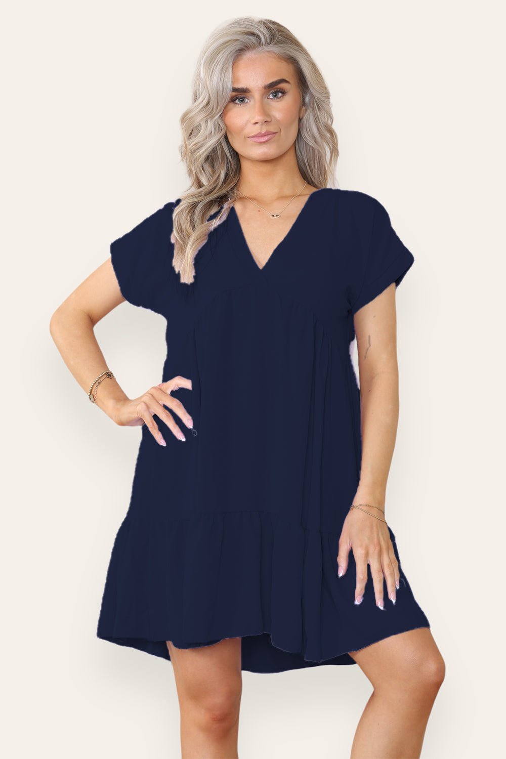 Fancy Style Tiered Smock Dress - Multi Trends