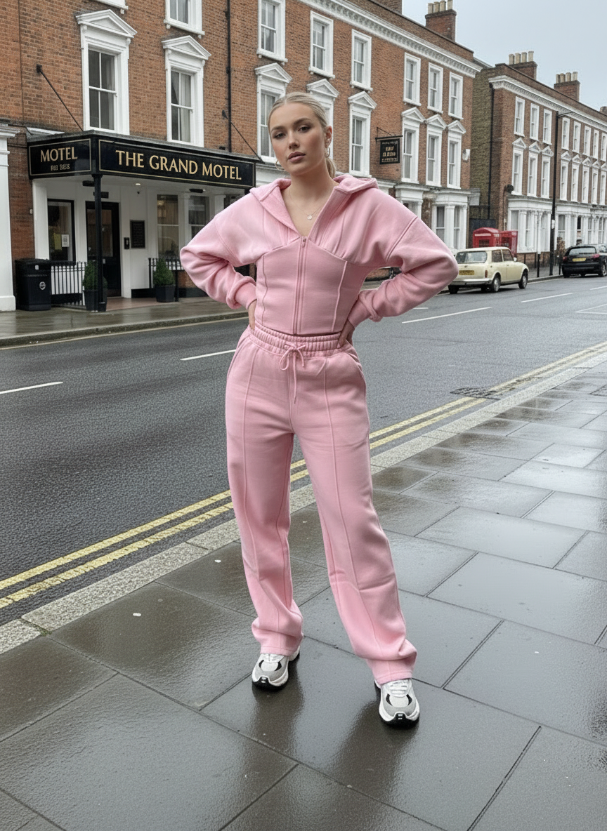 Cropped Zip Hoodie & Trouser Set