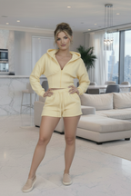 Cropped Zipped Co-Ord Hooded Short Set