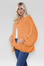 Ladies Oversized Cropped Short Balloon Pocket Chunky Knitted Cardigan