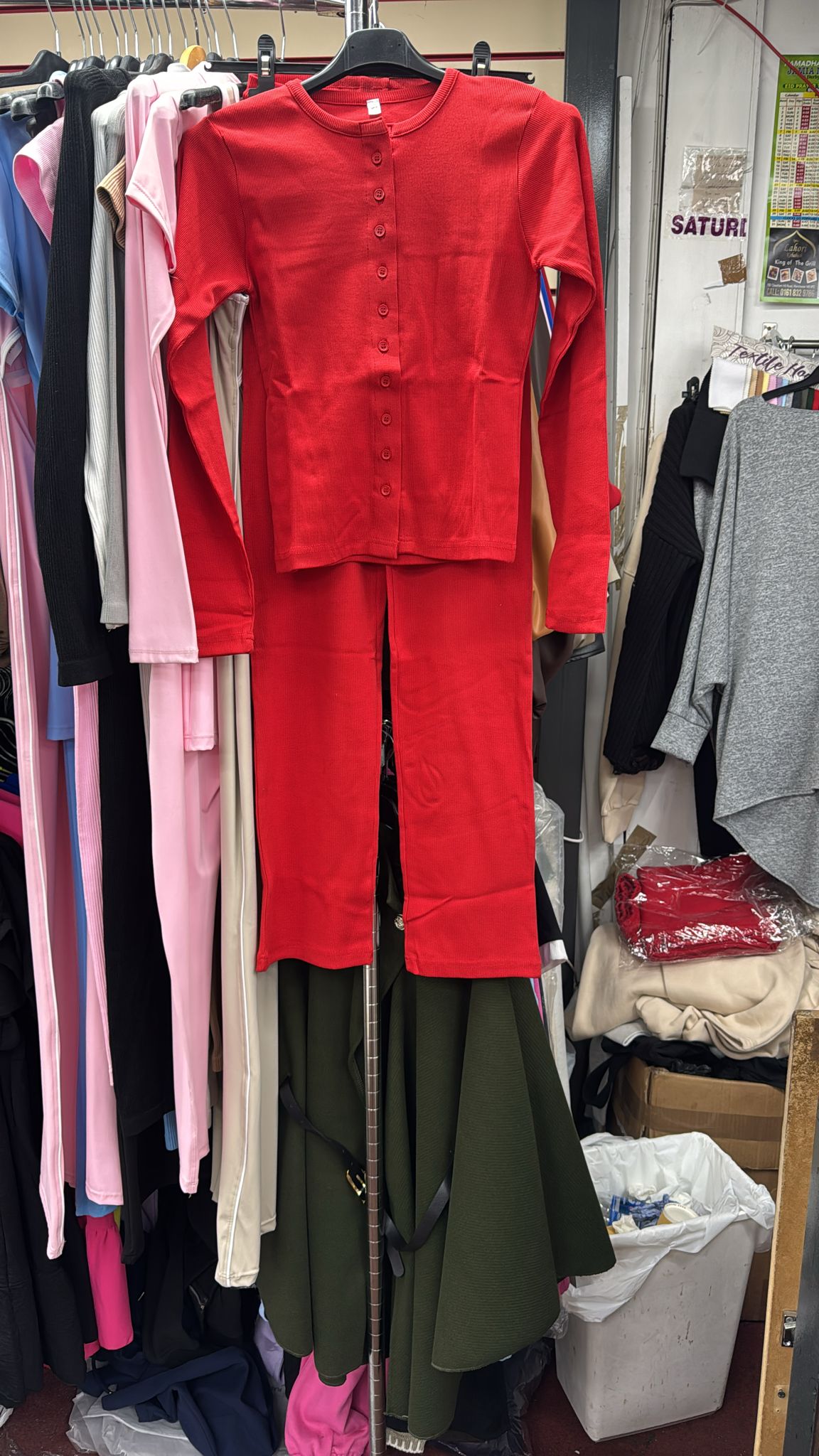 Mae Long Sleeves Ribbed Button Trouser Set