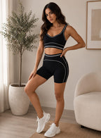 Gym Bra Short Set with Piping