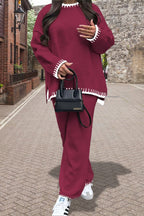 Stitched Stylish 2-Piece Knitted Lounge Comfort Co-Ord Set