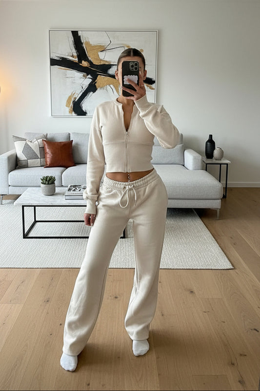 Wide Leg Zip Crop Tracksuit