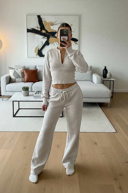 Wide Leg Zip Crop Tracksuit