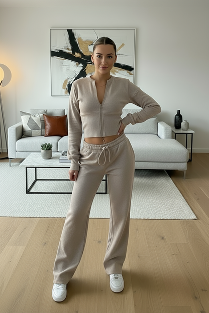 Wide Leg Zip Crop Tracksuit