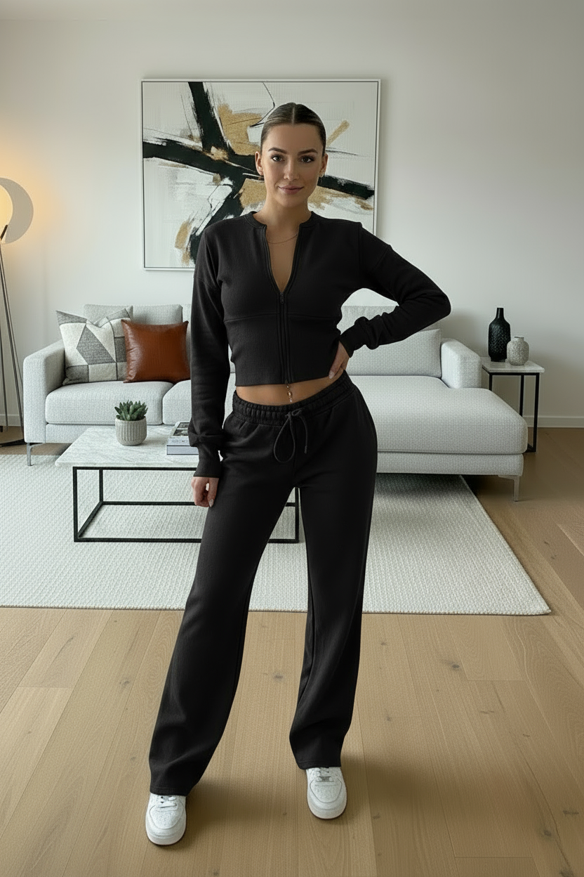 Wide Leg Zip Crop Tracksuit