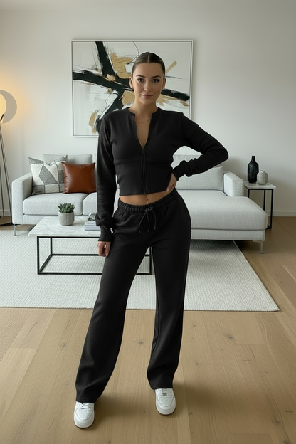 Wide Leg Zip Crop Tracksuit