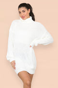 Polo Roll Neck Over Sized Ribbed Knitted Florescent Chunky Sweater Jum