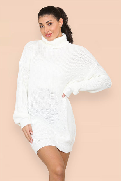 Polo Roll Neck Over Sized Ribbed Knitted Florescent Chunky Sweater Jum