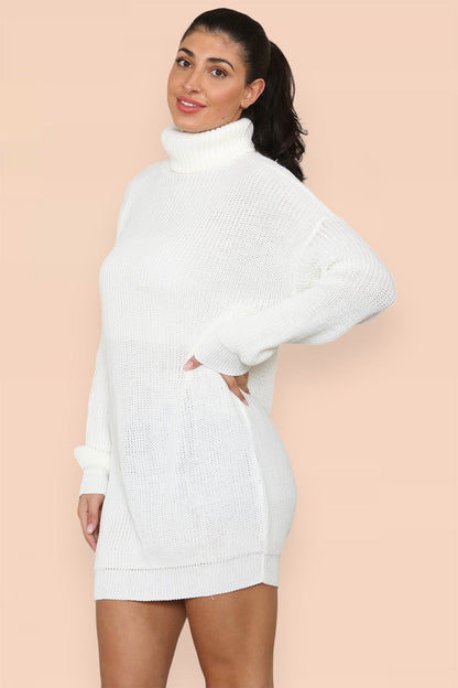 Polo Roll Neck Over Sized Ribbed Knitted Florescent Chunky Sweater Jum