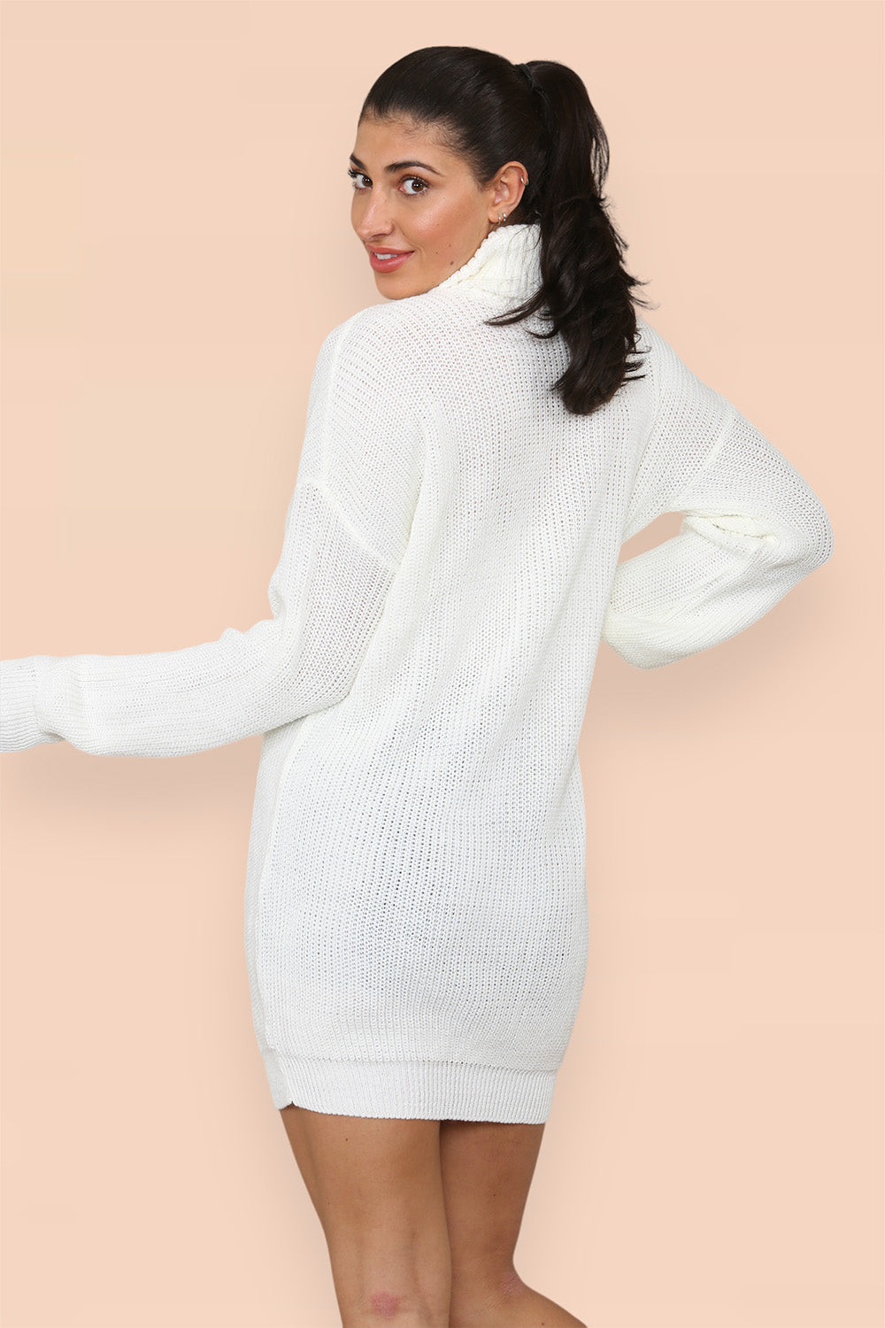 Polo Roll Neck Over Sized Ribbed Knitted Florescent Chunky Sweater Jum