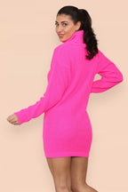 Polo Roll Neck Over Sized Ribbed Knitted Florescent Chunky Sweater Jum
