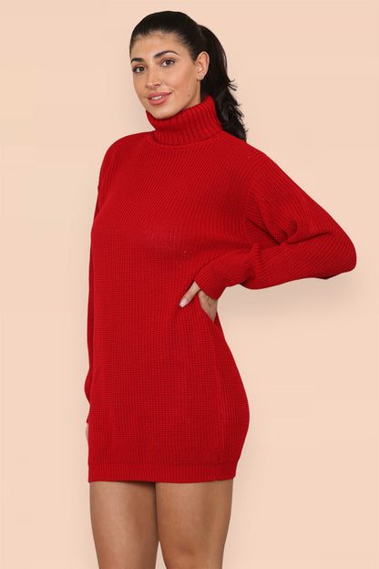 Polo Roll Neck Over Sized Ribbed Knitted Florescent Chunky Sweater Jum