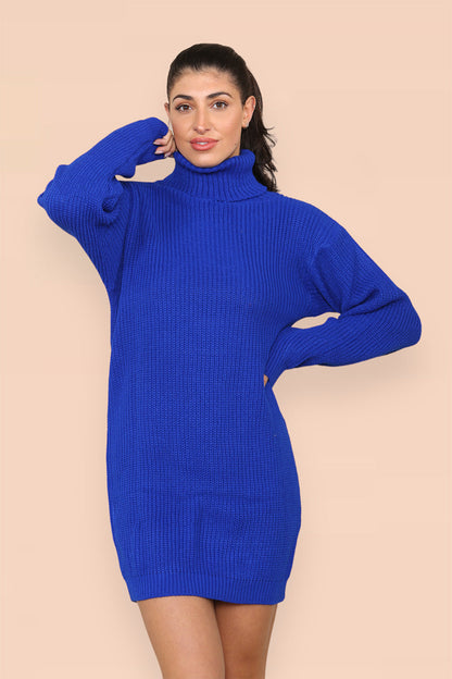 Polo Roll Neck Over Sized Ribbed Knitted Florescent Chunky Sweater Jum
