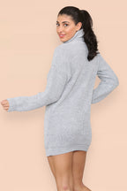 Polo Roll Neck Over Sized Ribbed Knitted Florescent Chunky Sweater Jum