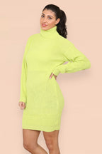 Polo Roll Neck Over Sized Ribbed Knitted Florescent Chunky Sweater Jum