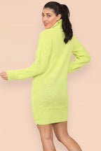 Polo Roll Neck Over Sized Ribbed Knitted Florescent Chunky Sweater Jum
