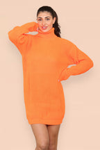 Polo Roll Neck Over Sized Ribbed Knitted Florescent Chunky Sweater Jum