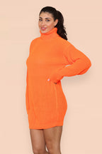 Polo Roll Neck Over Sized Ribbed Knitted Florescent Chunky Sweater Jum
