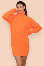 Polo Roll Neck Over Sized Ribbed Knitted Florescent Chunky Sweater Jum