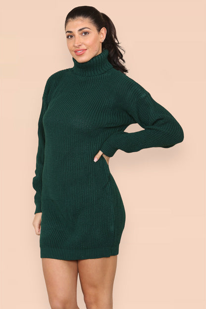 Polo Roll Neck Over Sized Ribbed Knitted Florescent Chunky Sweater Jum