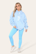 Oversized Ruched Sleeves Hoodie With Satin Ribbon with High Waist High