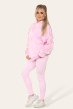 Oversized Ruched Sleeves Hoodie With Satin Ribbon with High Waist High