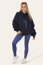 Oversized Ruched Sleeves Hoodie With Satin Ribbon with High Waist High