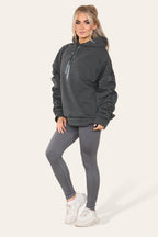 Oversized Ruched Sleeves Hoodie With Satin Ribbon with High Waist High