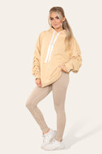 Oversized Ruched Sleeves Hoodie With Satin Ribbon
