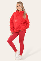 Oversized Ruched Sleeves Hoodie With Satin Ribbon with High Waist High