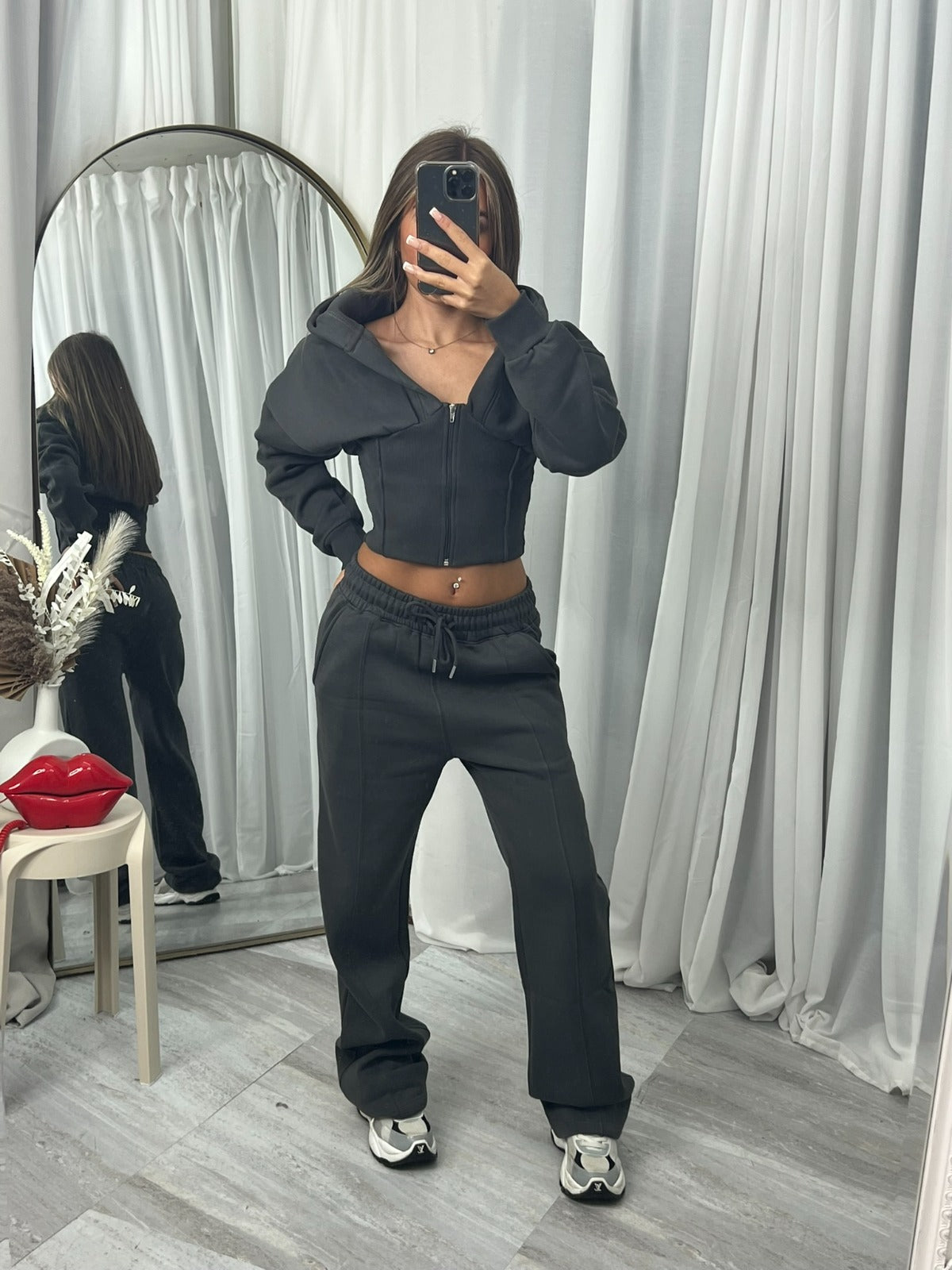 Cropped Zip Hoodie & Trouser Set