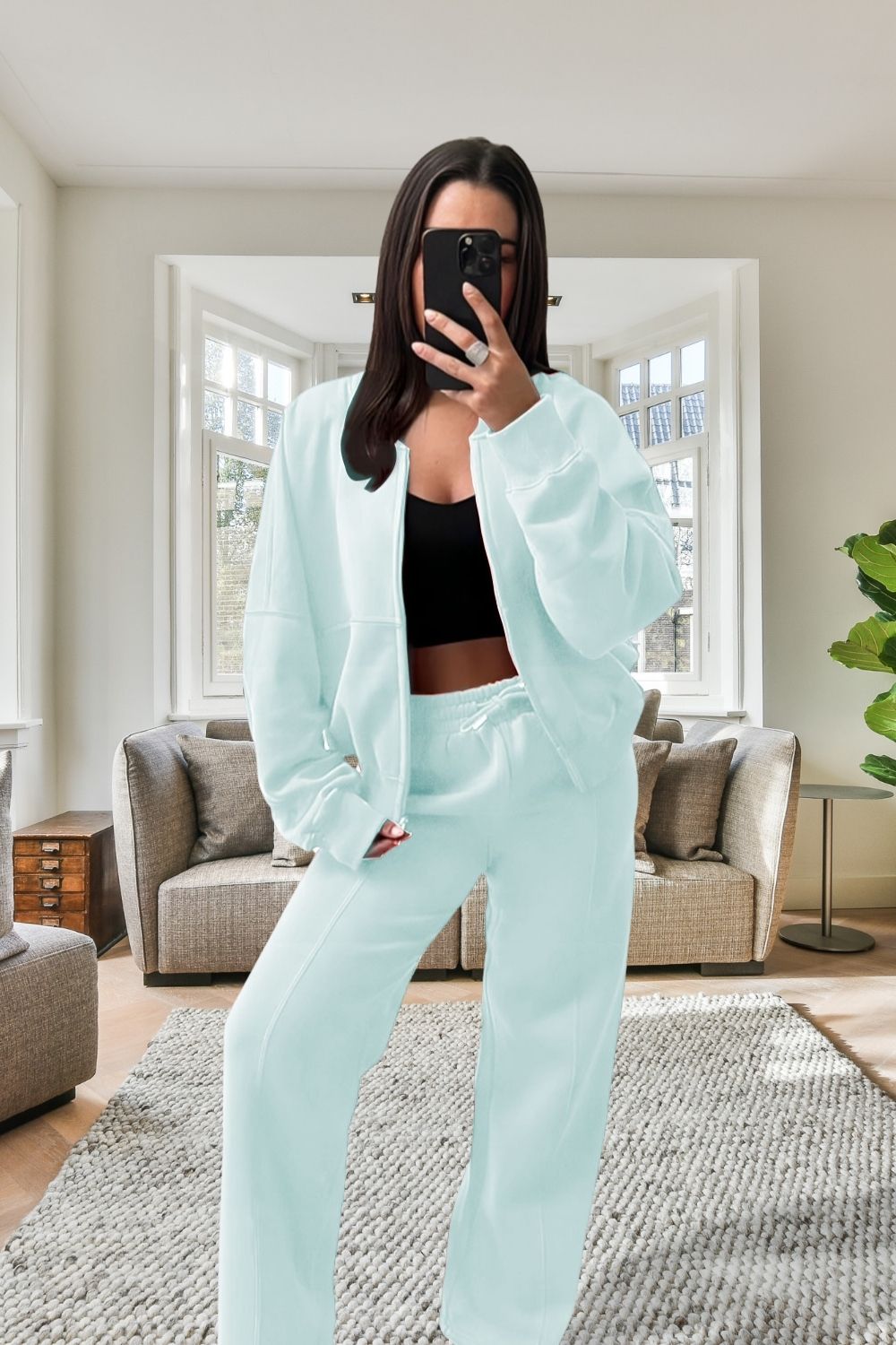 Bomber New Style Oversized Fleece Zipper and Wide Leg Tracksuit - MultiTrends Limited