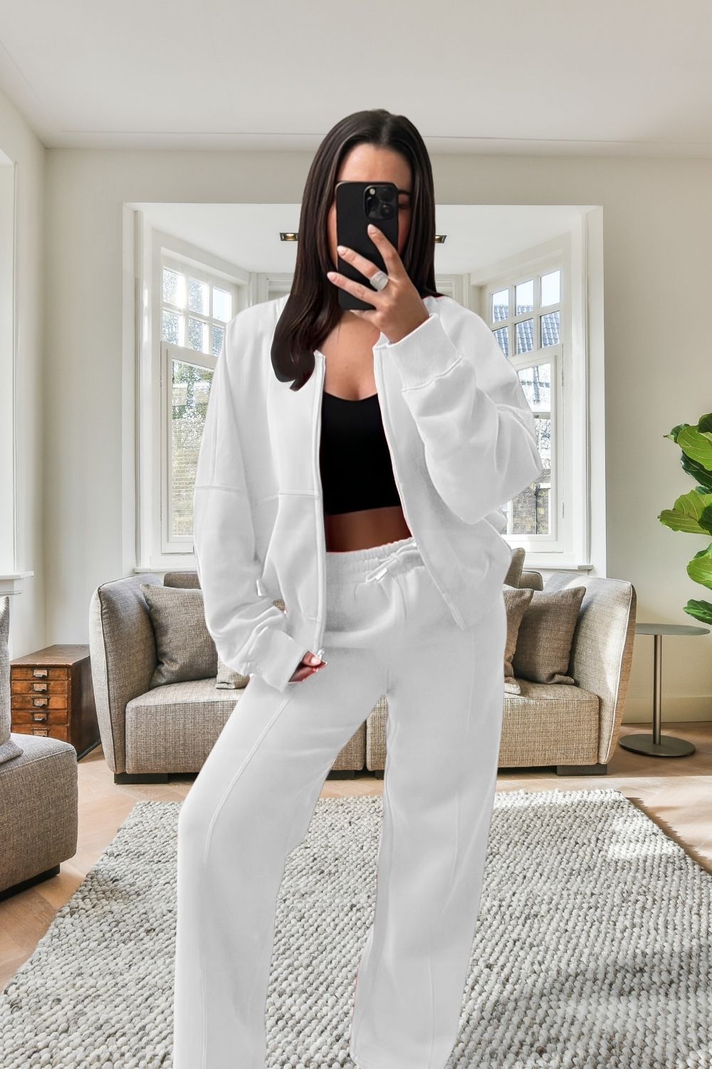 Bomber New Style Oversized Fleece Zipper and Wide Leg Tracksuit - MultiTrends Limited