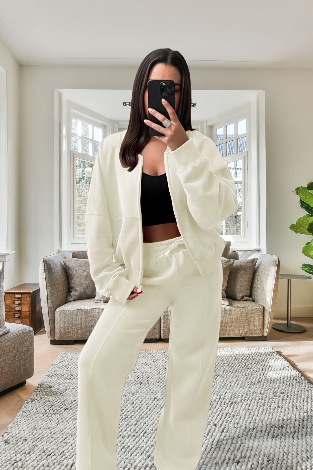 Bomber New Style Oversized Fleece Zipper and Wide Leg Tracksuit - MultiTrends Limited