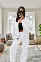 Bomber New Style Oversized Fleece Zipper and Wide Leg Tracksuit - MultiTrends Limited