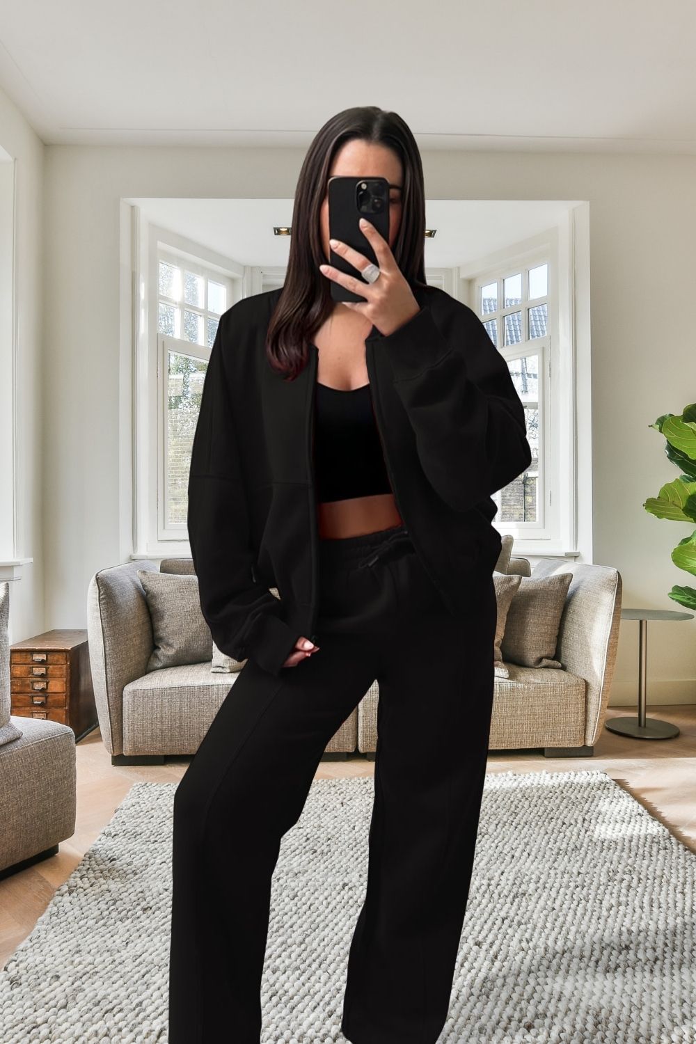 Bomber New Style Oversized Fleece Zipper and Wide Leg Tracksuit - MultiTrends Limited