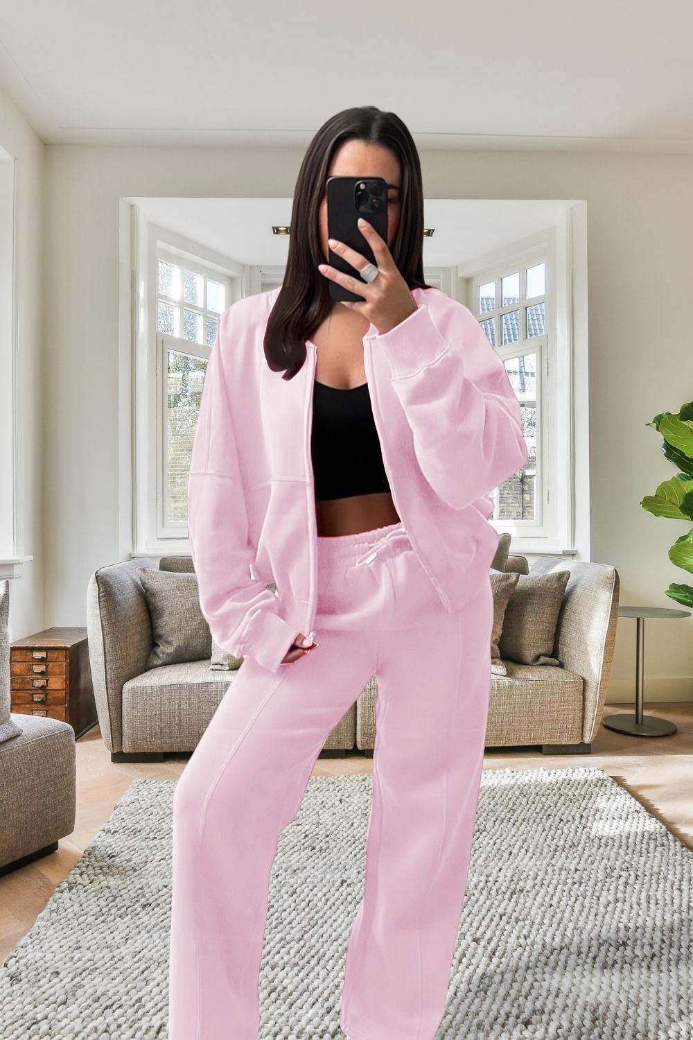 Bomber New Style Oversized Fleece Zipper and Wide Leg Tracksuit - MultiTrends Limited