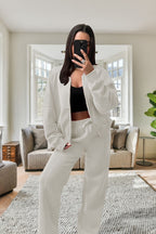 Bomber New Style Oversized Fleece Zipper and Wide Leg Tracksuit - MultiTrends Limited