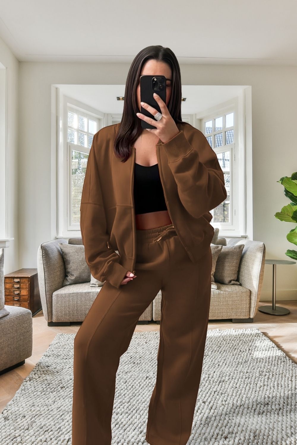 Bomber New Style Oversized Fleece Zipper and Wide Leg Tracksuit - MultiTrends Limited