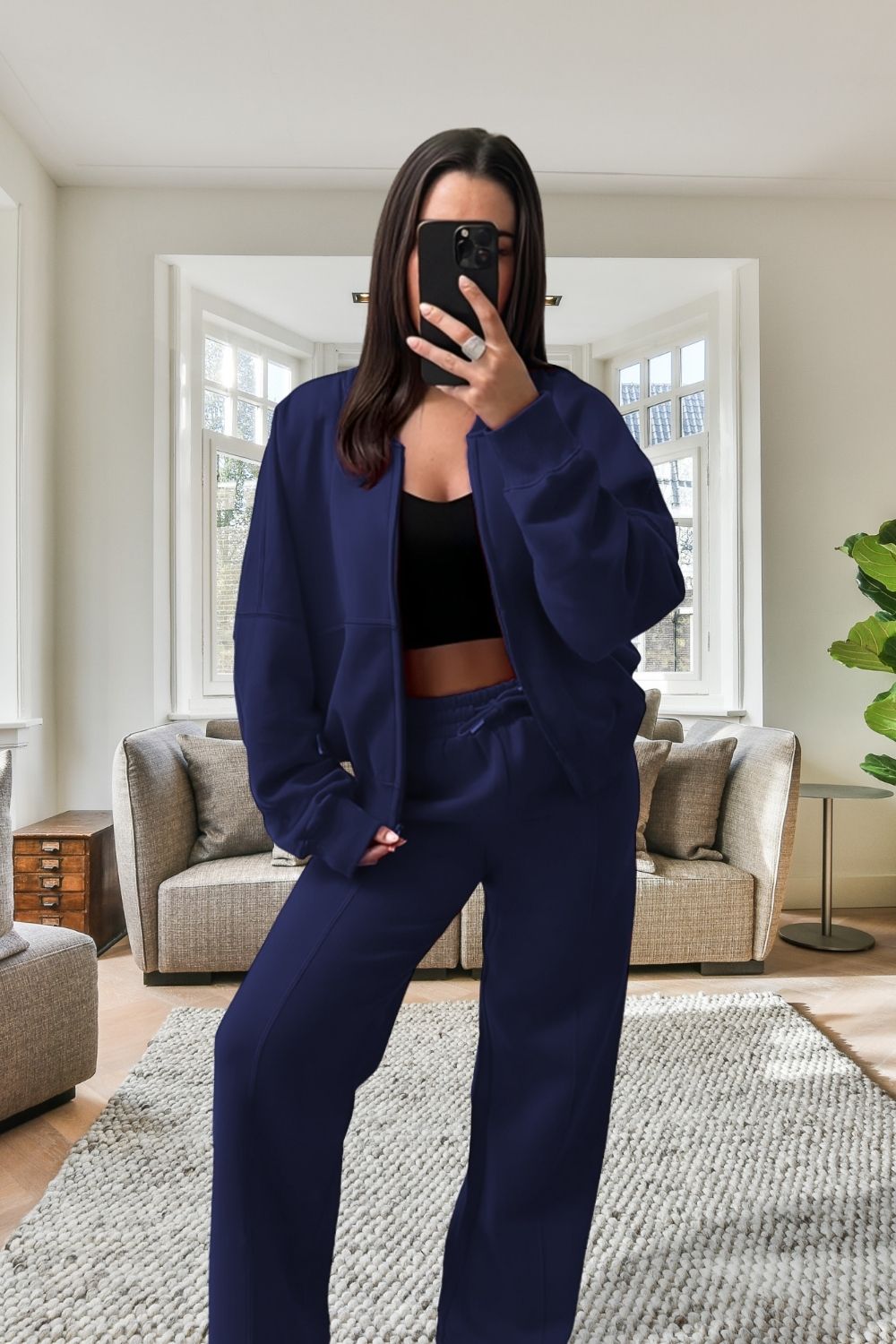 Bomber New Style Oversized Fleece Zipper and Wide Leg Tracksuit - MultiTrends Limited