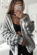 Bubble Sleeves Stylish Knitted Cardigan - MultiTrends Limited