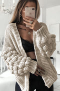 Bubble Sleeves Stylish Knitted Cardigan - MultiTrends Limited