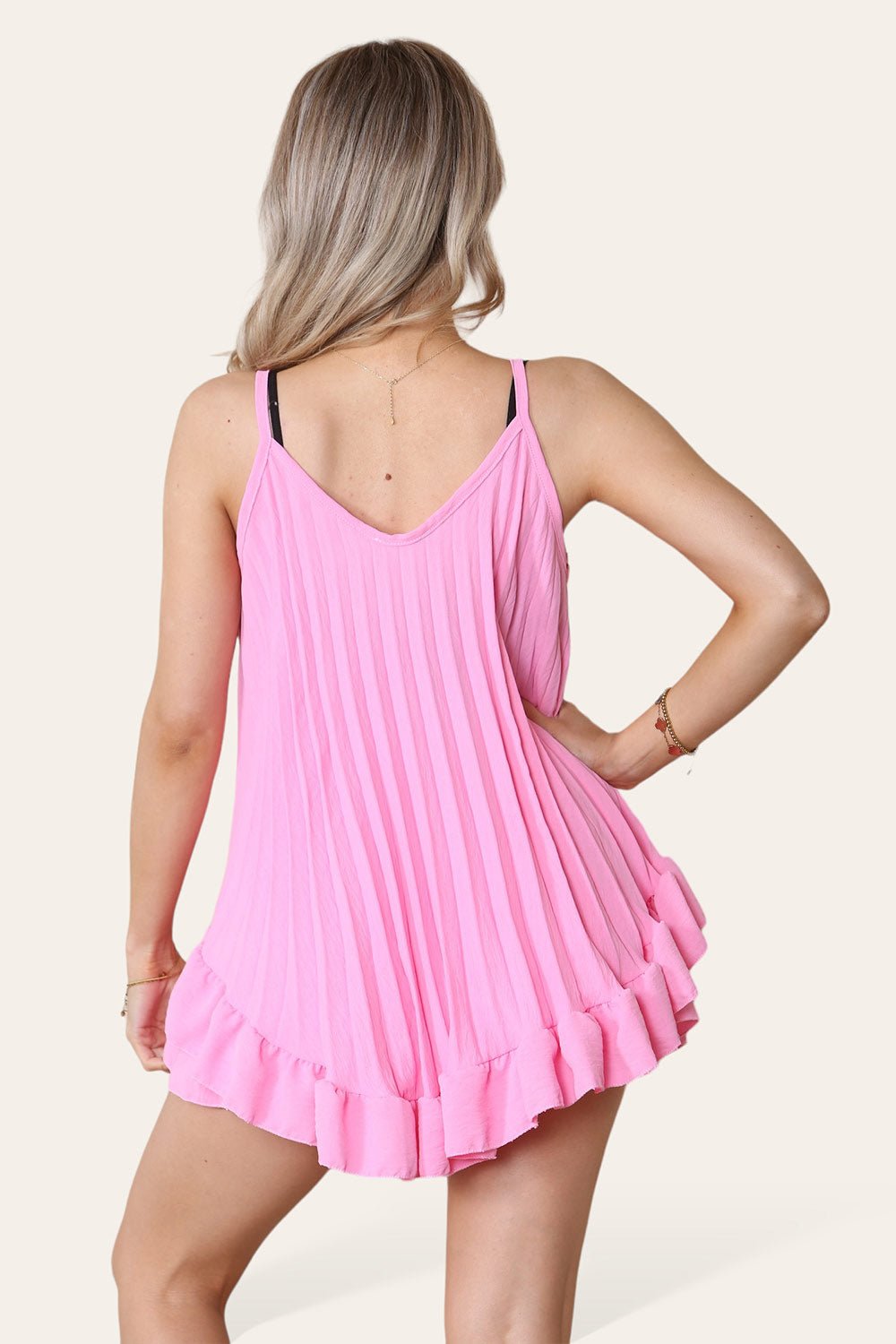 Cami Pleated Frill Hem Top & Matching Frill Shorts Co-Ord Set - MultiTrends Limited