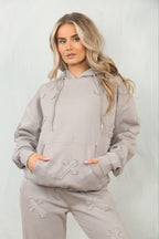 Cross Patched Oversized Hoodie and Joggers Tracksuit - MultiTrends Limited