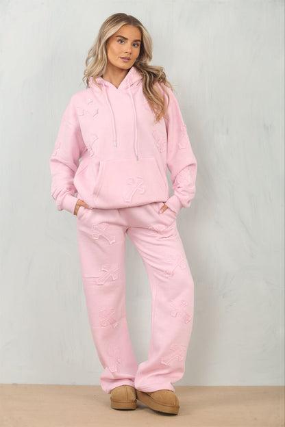 Cross Patched Oversized Hoodie and Joggers Tracksuit - MultiTrends Limited
