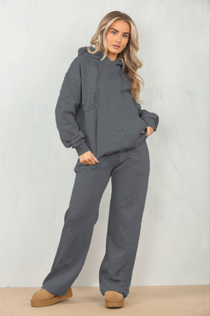 Cross Patched Oversized Hoodie and Joggers Tracksuit - MultiTrends Limited