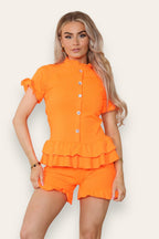 Diamond Frilled Edge Short Co-Ord Set - Multi Trends