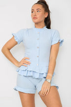 Diamond Frilled Edge Short Co-Ord Set - Multi Trends